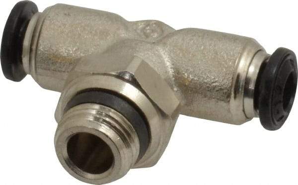 Alpha Technologies - 4mm Outside Diam, 1/8 Universal, Nickel Plated Brass Push-to-Connect Tube Male Swivel Branch Tee - 250 Max psi, Tube to Universal Thread Connection, Buna O-Ring - Apex Tool & Supply