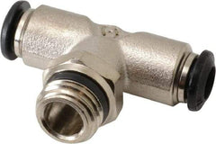 Alpha Technologies - 6mm Outside Diam, 1/4 Universal, Nickel Plated Brass Push-to-Connect Tube Male Swivel Branch Tee - 250 Max psi, Tube to Universal Thread Connection, Buna O-Ring - Apex Tool & Supply
