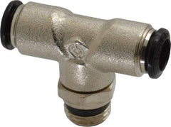Alpha Technologies - 8mm Outside Diam, 1/4 Universal, Nickel Plated Brass Push-to-Connect Tube Male Swivel Branch Tee - 250 Max psi, Tube to Universal Thread Connection, Buna O-Ring - Apex Tool & Supply