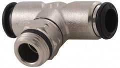 Alpha Technologies - 12mm Outside Diam, 1/2 Universal, Nickel Plated Brass Push-to-Connect Tube Male Swivel Branch Tee - 250 Max psi, Tube to Universal Thread Connection, Buna O-Ring - Apex Tool & Supply