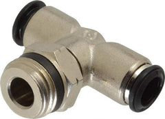 Alpha Technologies - 10mm Outside Diam, 1/2 Universal, Nickel Plated Brass Push-to-Connect Tube Male Swivel Branch Tee - 250 Max psi, Tube to Universal Thread Connection, Buna O-Ring - Apex Tool & Supply