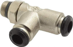 Alpha Technologies - 6mm Outside Diam, 1/8 Universal, Nickel Plated Brass Push-to-Connect Tube Male Swivel Run Tee - 250 Max psi, Tube to Universal Thread Connection, Buna O-Ring - Apex Tool & Supply