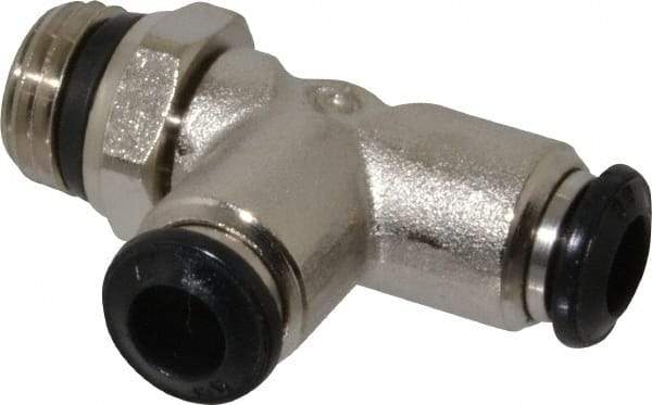 Alpha Technologies - 6mm Outside Diam, 1/4 Universal, Nickel Plated Brass Push-to-Connect Tube Male Swivel Run Tee - 250 Max psi, Tube to Universal Thread Connection, Buna O-Ring - Apex Tool & Supply