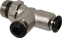 Alpha Technologies - 6mm Outside Diam, 1/4 Universal, Nickel Plated Brass Push-to-Connect Tube Male Swivel Run Tee - 250 Max psi, Tube to Universal Thread Connection, Buna O-Ring - Apex Tool & Supply