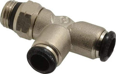 Alpha Technologies - 8mm Outside Diam, 1/4 Universal, Nickel Plated Brass Push-to-Connect Tube Male Swivel Run Tee - 250 Max psi, Tube to Universal Thread Connection, Buna O-Ring - Apex Tool & Supply