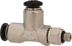 Alpha Technologies - 4mm Outside Diam, M5 Metric, Nickel Plated Brass Push-to-Connect Tube Male Swivel Run Tee - 250 Max psi, Tube to Metric Thread Connection, Buna O-Ring - Apex Tool & Supply