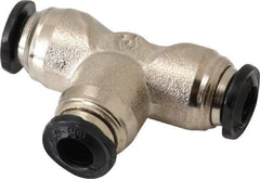 Alpha Technologies - 5mm Outside Diam, Nickel Plated Brass Push-to-Connect Tube Union Tee - 250 Max psi, Tube to Tube Connection, Buna O-Ring - Apex Tool & Supply