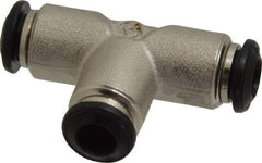 Alpha Technologies - 6mm Outside Diam, Nickel Plated Brass Push-to-Connect Tube Union Tee - 250 Max psi, Tube to Tube Connection, Buna O-Ring - Apex Tool & Supply
