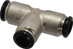 Alpha Technologies - 8mm Outside Diam, Nickel Plated Brass Push-to-Connect Tube Union Tee - 250 Max psi, Tube to Tube Connection, Buna O-Ring - Apex Tool & Supply