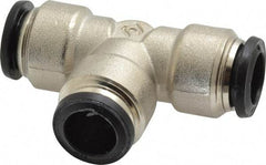 Alpha Technologies - 12mm Outside Diam, Nickel Plated Brass Push-to-Connect Tube Union Tee - 250 Max psi, Tube to Tube Connection, Buna O-Ring - Apex Tool & Supply