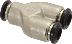 Alpha Technologies - 6mm Outside Diam, Nickel Plated Brass Push-to-Connect Tube Union Y - 250 Max psi, Tube to Tube Connection, Buna O-Ring - Apex Tool & Supply