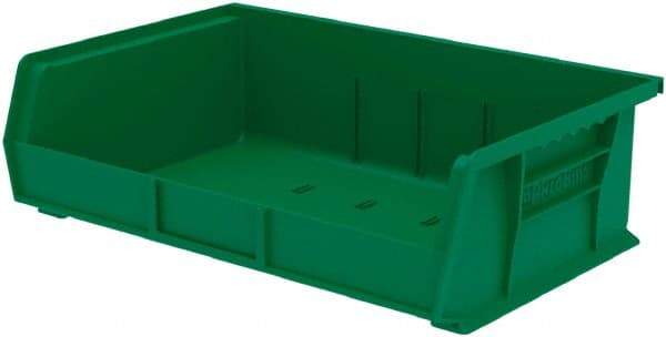 Akro-Mils - 60 Lb. Load Capacity, 10-7/8" Deep, Green Polymer Hopper Stacking Bin - 5" High x 16-1/2" Wide x 10-7/8" Long - Apex Tool & Supply