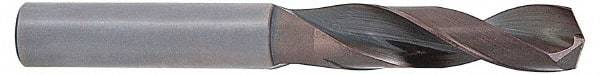 Accupro - #45 140° Solid Carbide Jobber Drill - AlTiN Finish, Right Hand Cut, Spiral Flute, Straight Shank, 2" OAL, Notched Point - Apex Tool & Supply