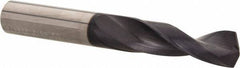 Accupro - 1/2" 140° Solid Carbide Jobber Drill - AlTiN Finish, Right Hand Cut, Spiral Flute, Straight Shank, 4" OAL, Notched Point - Apex Tool & Supply