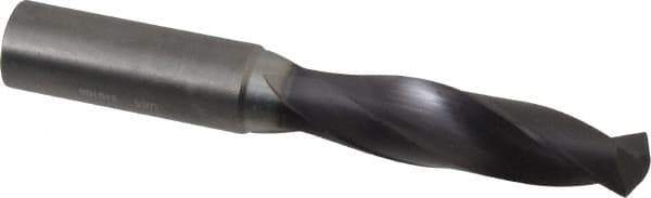 Accupro - 13mm 140° Solid Carbide Jobber Drill - AlTiN Finish, Right Hand Cut, Spiral Flute, Straight Shank, 100mm OAL, Notched Point - Apex Tool & Supply