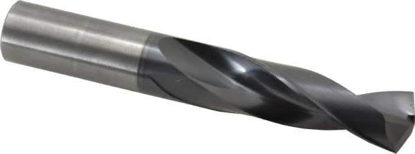 Accupro - 3/4" 140° Solid Carbide Jobber Drill - AlTiN Finish, Right Hand Cut, Spiral Flute, Straight Shank, 5" OAL, Notched Point - Apex Tool & Supply