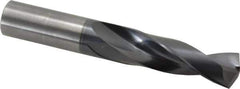 Accupro - 3/4" 140° Solid Carbide Jobber Drill - AlTiN Finish, Right Hand Cut, Spiral Flute, Straight Shank, 5" OAL, Notched Point - Apex Tool & Supply