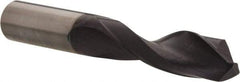 Accupro - 9/16" 140° Solid Carbide Jobber Drill - AlTiN Finish, Right Hand Cut, Spiral Flute, Straight Shank, 4" OAL, Notched Point - Apex Tool & Supply