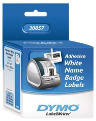 Dymo - 4" Long, White Die Cut Paper with Semi Perm. Adhesive Name Badge Labels - For DYMO LabelWriter Printers - Apex Tool & Supply