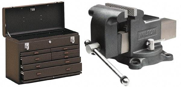 Kennedy - 1 Compartment 7 Drawer Tool Chest - 20-1/8" Wide x 8-1/2" Deep x 13-5/8" High, Steel, Brown - Apex Tool & Supply