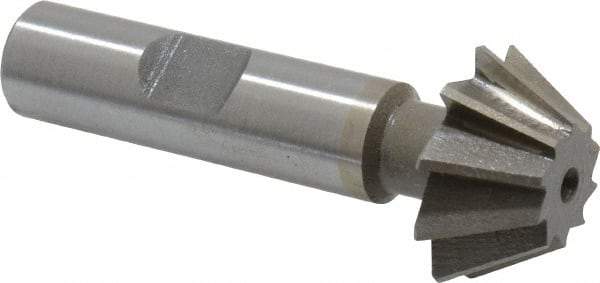 Value Collection - 1" Diam x 7/16" Width of Cut, 60° Included Angle, Shank Connection, Cobalt Single Angle Cutter - 1/2" Shank Diam, 2-1/2" Overall Length, Right Hand Cut, Uncoated - Apex Tool & Supply