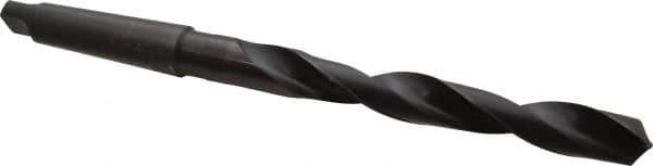 Interstate - 1-1/8", 4MT 118° Point High Speed Steel Taper Shank Drill Bit - Oxide Finish, 10" Flute Length, 15" OAL, Spiral Flute, Series 502 - Apex Tool & Supply