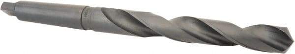 Interstate - 1-1/4", 4MT 118° Point High Speed Steel Taper Shank Drill Bit - Oxide Finish, 10" Flute Length, 15" OAL, Spiral Flute, Series 502 - Apex Tool & Supply