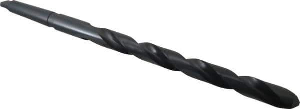 Interstate - 1-1/64", 3MT 118° Point High Speed Steel Taper Shank Drill Bit - Oxide Finish, 12" Flute Length, 18" OAL, Spiral Flute, Series 502 - Apex Tool & Supply