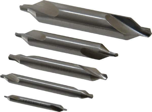 Interstate - 5 Piece, #1 to 5, Plain Edge, Cobalt Combo Drill & Countersink Set - 60° Incl Angle, Double End - Apex Tool & Supply