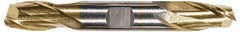Hertel - 9/16", 1-1/8" LOC, 5/8" Shank Diam, 4-1/2" OAL, 2 Flute, High Speed Steel Square End Mill - Double End, TiN Finish, Spiral Flute, 30° Helix, Centercutting, Right Hand Cut, Right Hand Flute - Apex Tool & Supply