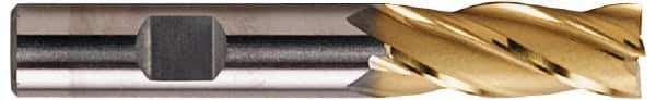 Hertel - 1-5/8", 2" LOC, 1-1/4" Shank Diam, 4-1/2" OAL, 6 Flute, High Speed Steel Square End Mill - Single End, TiN Finish - Apex Tool & Supply