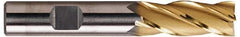 Hertel - 5/8", 2-1/2" LOC, 5/8" Shank Diam, 4-5/8" OAL, 4 Flute, Cobalt Square End Mill - Single End, TiN Finish, Spiral Flute, 30° Helix, Centercutting, Right Hand Cut, Right Hand Flute - Apex Tool & Supply