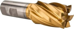 Interstate - 1-1/2", 2" LOC, 3/4" Shank Diam, 4-1/2" OAL, 6 Flute, High Speed Steel Square End Mill - Single End, TiN Finish, Spiral Flute, 30° Helix, Right Hand Cut, Right Hand Flute - Apex Tool & Supply