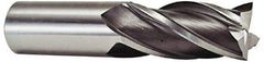 Hertel - 7/8", 1-7/8" LOC, 7/8" Shank Diam, 4-1/8" OAL, 4 Flute, High Speed Steel Square End Mill - Single End, Uncoated, Spiral Flute, 30° Helix, Centercutting, Right Hand Cut, Right Hand Flute - Apex Tool & Supply
