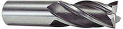 Niagara Cutter - 1-1/8", 2" LOC, 1" Shank Diam, 4-1/2" OAL, 6 Flute, Cobalt Square End Mill - Single End, TiCN Finish, Spiral Flute, 30° Helix, Centercutting, Right Hand Cut, Right Hand Flute, Series SPC408 - Apex Tool & Supply