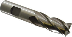 Interstate - 20mm, 1-7/8" LOC, 3/4" Shank Diam, 4-1/8" OAL, 4 Flute, High Speed Steel Square End Mill - Single End, Uncoated, Spiral Flute, Centercutting, Right Hand Cut, Right Hand Flute - Apex Tool & Supply