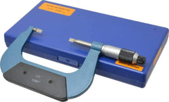 Value Collection - 2" to 3" Mechanical Enamel Coated Blade Micrometer - 0.0001" Graduation, 0.75mm Blade Thickness, Ratchet-Friction Thimble - Apex Tool & Supply