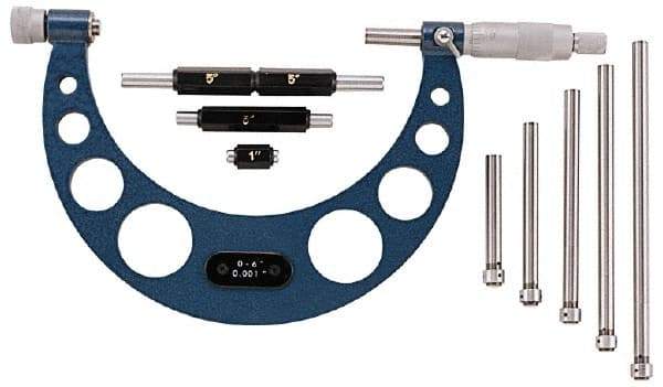Value Collection - 12 to 16" Range, 0.001" Graduation, Mechanical Outside Micrometer - Ratchet Stop Thimble - Apex Tool & Supply