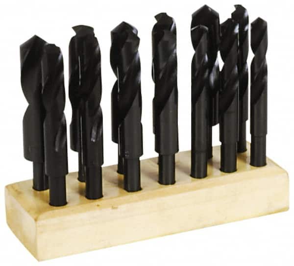 Hertel - 17/32 to 1", 118° Point, Oxide Finish, High Speed Steel Reduced Shank Drill Bit Set - Apex Tool & Supply