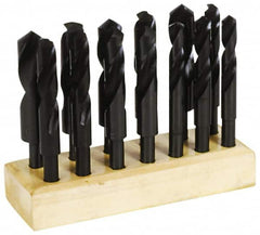 Hertel - 17/32 to 1", 118° Point, Oxide Finish, High Speed Steel Reduced Shank Drill Bit Set - Apex Tool & Supply