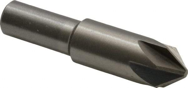 Interstate - 5/8" Head Diam, 1/2" Shank Diam, 6 Flute 82° Cobalt Countersink - Bright Finish, 2-3/4" OAL, Single End, Straight Shank, Right Hand Cut - Apex Tool & Supply