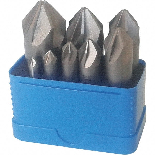 Interstate - 8 Piece, 1/4 to 1" Head Diam, 90° Included Angle, Single End Countersink Set - Apex Tool & Supply