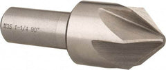 Interstate - 1-1/4" Head Diam, 3/4" Shank Diam, 6 Flute 90° Cobalt Countersink - Bright Finish, 3-3/8" OAL, Single End, Straight Shank, Right Hand Cut - Apex Tool & Supply