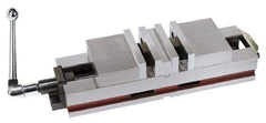Interstate - 6-1/4" Jaw Width, 4" Jaw Opening Capacity, Horizontal Stationary Machine Vise - Manual Operation, 6,600 Lb Capacity, 2 Stations, 28-3/4" Long x 200mm High x 2" Deep, 2" Jaw Height, Cast Iron - Apex Tool & Supply