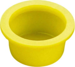 Caplugs - 1-1/4" ID, Round Head, Tapered Cap/Plug with Flange - 1.84" OD, 15/16" Long, Low-Density Polyethylene, Yellow - Apex Tool & Supply