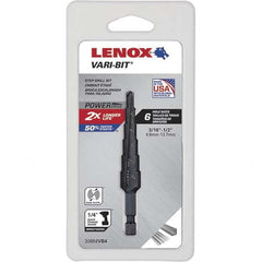 Lenox - 6 Hole Sizes, 3/16 to 1/2" Hole Diam High Speed Steel Split Point Step Drill Bit - Apex Tool & Supply