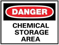 NMC - "Danger - Chemical Storage Area", 10" Long x 14" Wide, Fiberglass Safety Sign - Rectangle, 0.095" Thick, Use for Hazardous Materials - Apex Tool & Supply