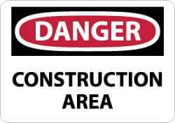 NMC - "Danger - Construction Area", 10" Long x 14" Wide, Aluminum Safety Sign - Rectangle, 0.04" Thick, Use for Security & Admittance - Apex Tool & Supply