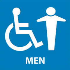 NMC - Men, 7" Wide x 7" High, Plastic Sign - English, White on Blue, Wall Mount - Apex Tool & Supply