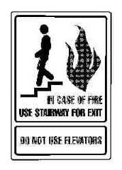 NMC - In Case of Fire - Use Stairway for Exit - Do Not Use Elevators, Acrylic Fire and Exit Sign - 6" Wide x 9" High - Apex Tool & Supply